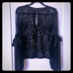 Miss Selfridge Long Sleeve Lace Blouse